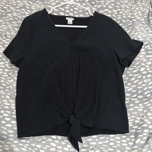 J. Crew Black Tie-Front Blouse